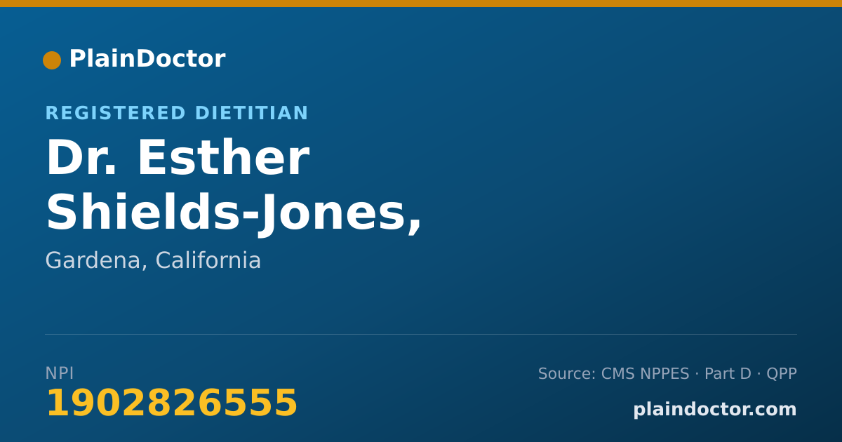 Shareable card for Esther Shields-Jones, REGISTERED DIETITIAN - Registered Dietitian, Gardena, CA