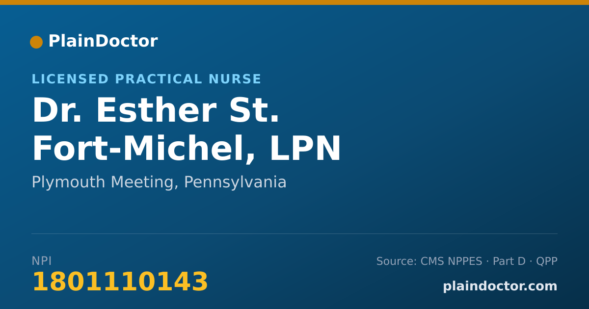 Shareable card for Esther St. Fort-Michel, LPN - Licensed Practical Nurse, Plymouth Meeting, PA