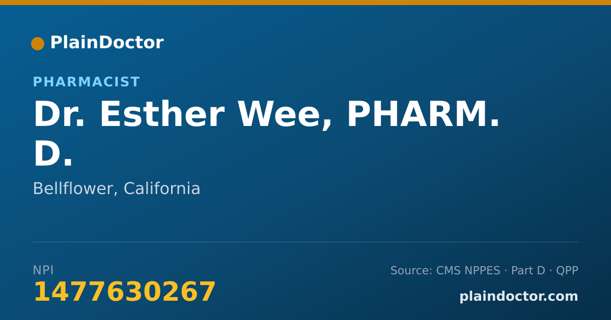 Shareable card for Esther Wee, PHARM. D. - Pharmacist, Bellflower, CA