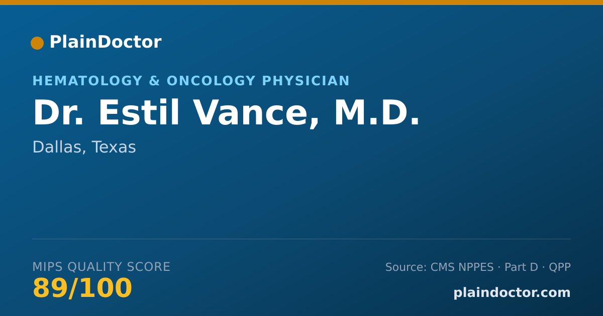 Shareable card for Estil Vance, M.D. - Hematology & Oncology Physician, Dallas, TX