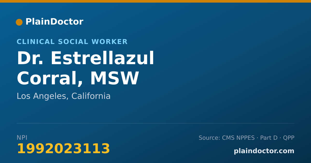 Shareable card for Estrellazul Corral, MSW - Clinical Social Worker, Los Angeles, CA