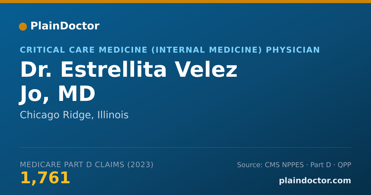 Shareable card for Estrellita Velez Jo, MD - Critical Care Medicine (Internal Medicine) Physician, Chicago Ridge, IL