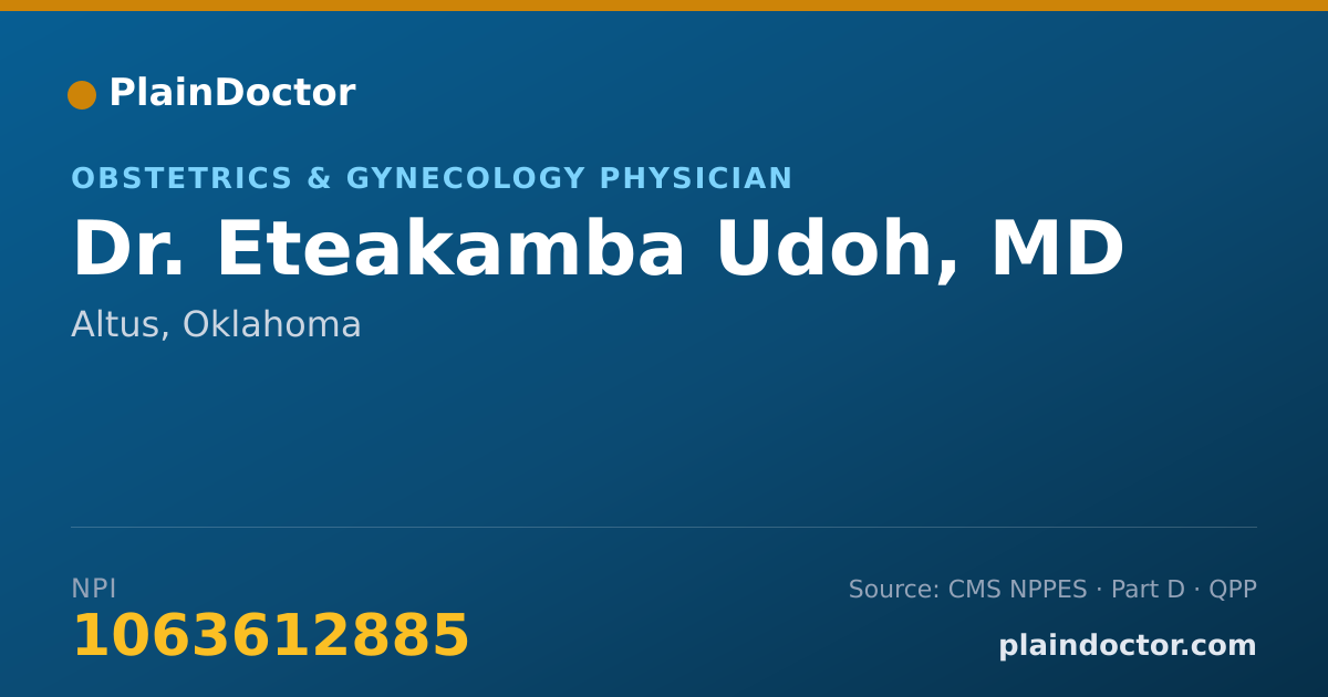 Shareable card for Eteakamba Udoh, MD - Obstetrics & Gynecology Physician, Altus, OK