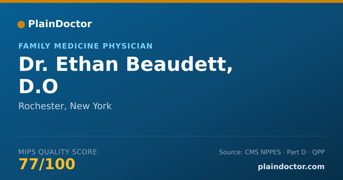 Shareable card for Ethan Beaudett, D.O - Family Medicine Physician, Rochester, NY
