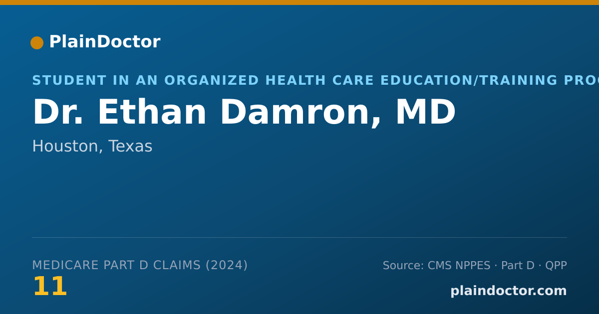Shareable card for Ethan Damron, MD - Student in an Organized Health Care Education/Training Program, Houston, TX