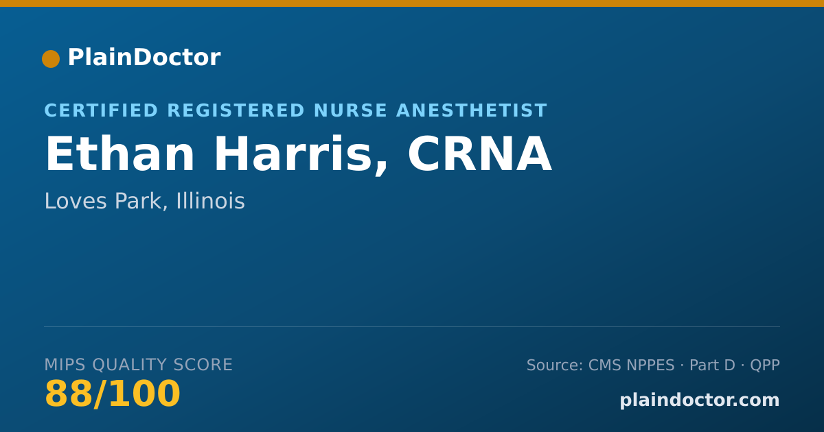 Shareable card for Ethan Harris, CRNA - Certified Registered Nurse Anesthetist, Loves Park, IL
