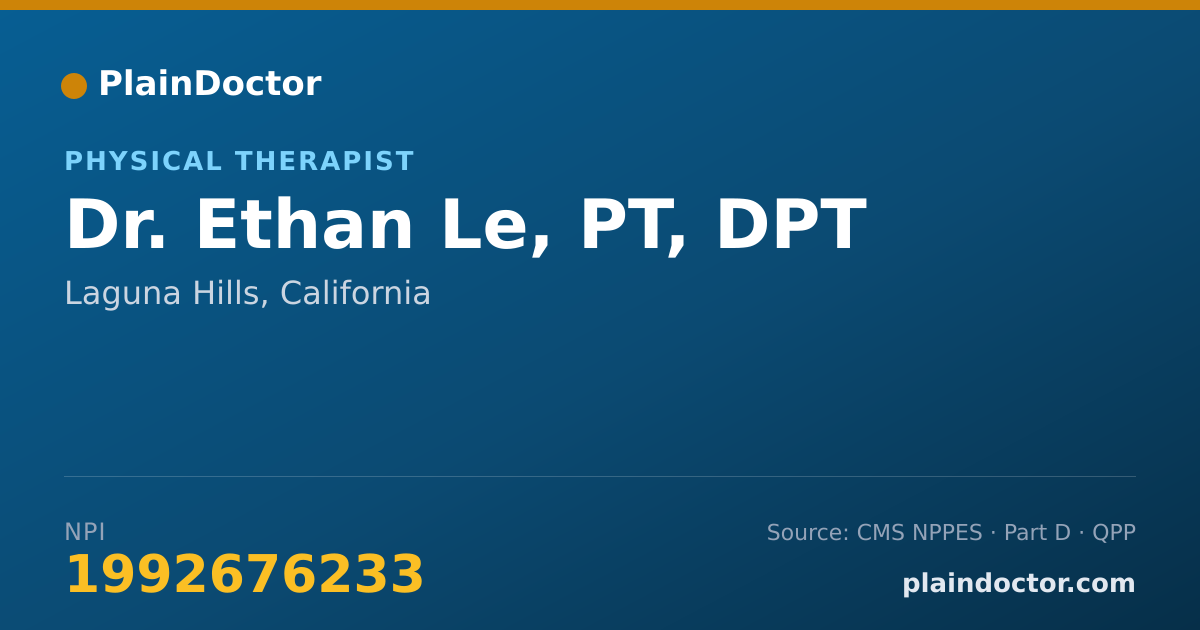 Shareable card for Ethan Le, PT, DPT - Physical Therapist, Laguna Hills, CA