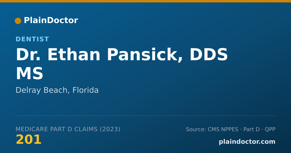 Shareable card for Ethan Pansick, DDS MS - Dentist, Delray Beach, FL