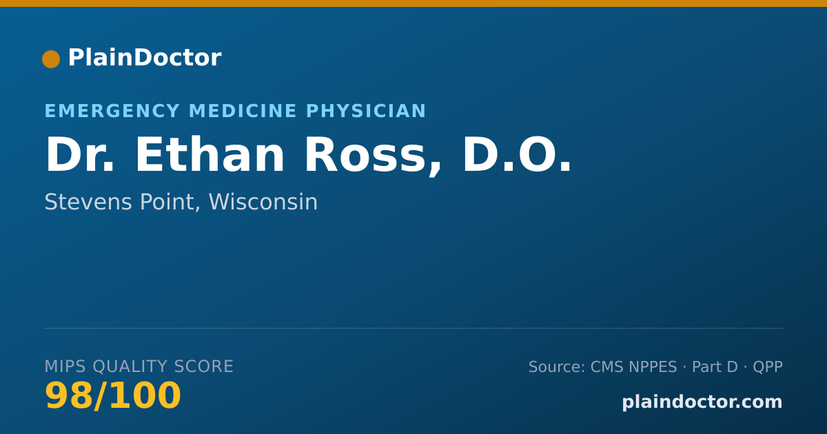 Shareable card for Ethan Ross, D.O. - Emergency Medicine Physician, Stevens Point, WI