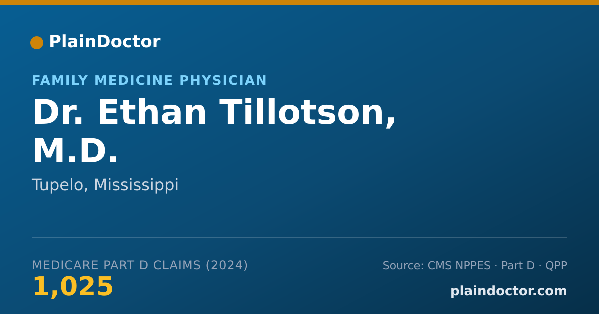 Shareable card for Ethan Tillotson, M.D. - Family Medicine Physician, Tupelo, MS