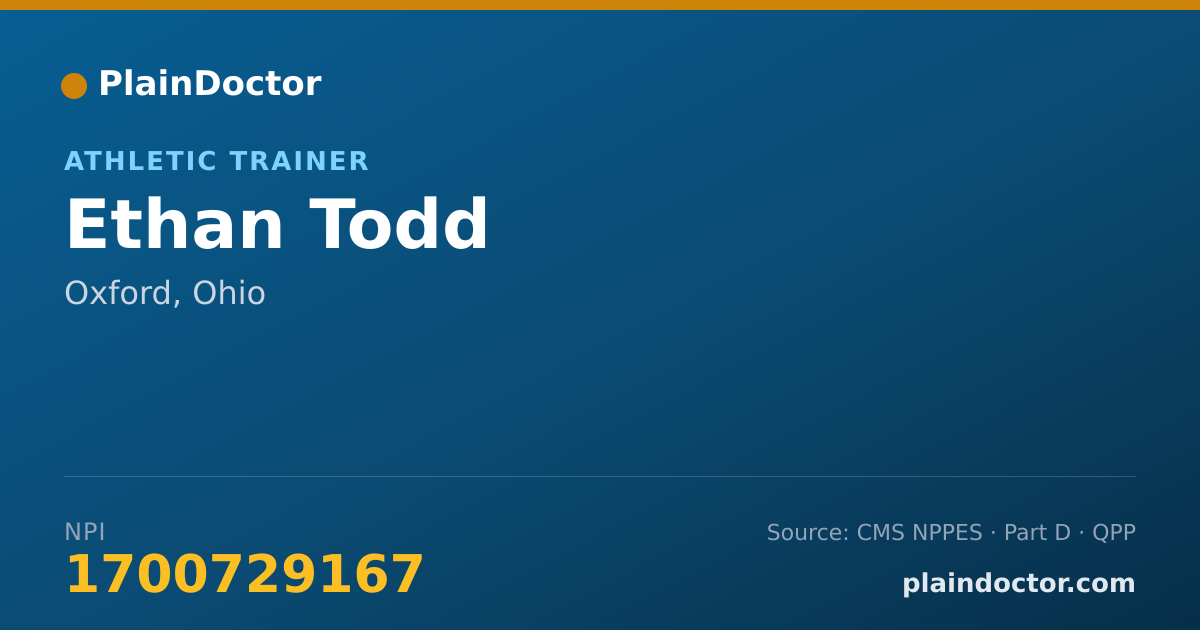 Shareable card for Ethan Todd - Athletic Trainer, Oxford, OH