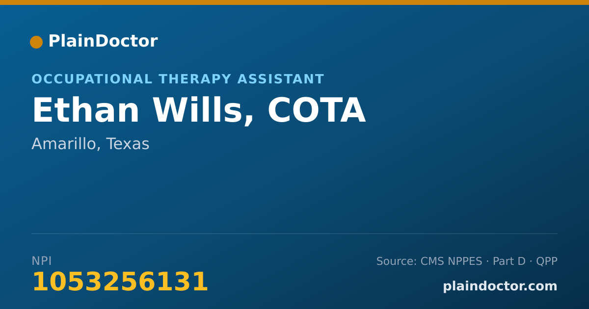 Shareable card for Ethan Wills, COTA - Occupational Therapy Assistant, Amarillo, TX