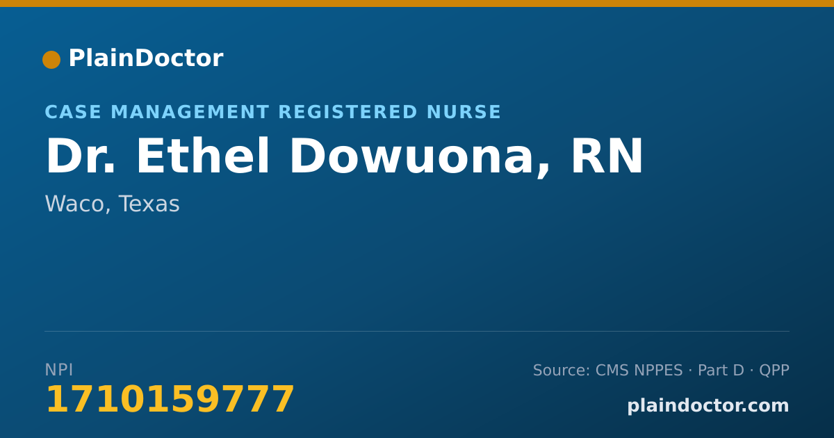 Shareable card for Ethel Dowuona, RN - Case Management Registered Nurse, Waco, TX