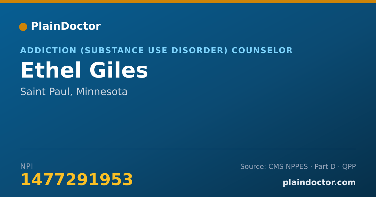Shareable card for Ethel Giles - Addiction (Substance Use Disorder) Counselor, Saint Paul, MN