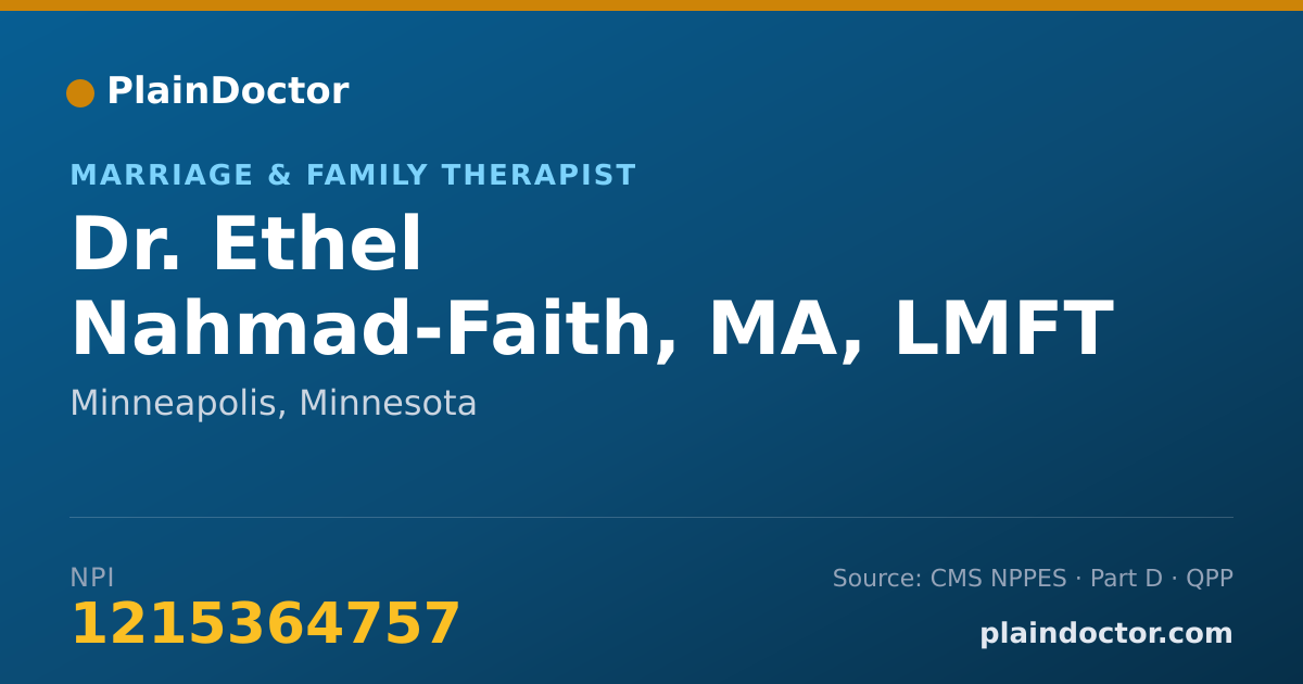 Shareable card for Ethel Nahmad-Faith, MA, LMFT - Marriage & Family Therapist, Minneapolis, MN