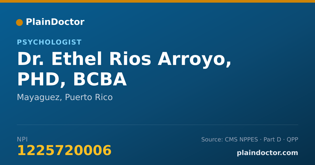 Shareable card for Ethel Rios Arroyo, PHD, BCBA - Psychologist, Mayaguez, PR