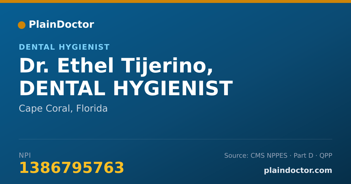 Shareable card for Ethel Tijerino, DENTAL HYGIENIST - Dental Hygienist, Cape Coral, FL