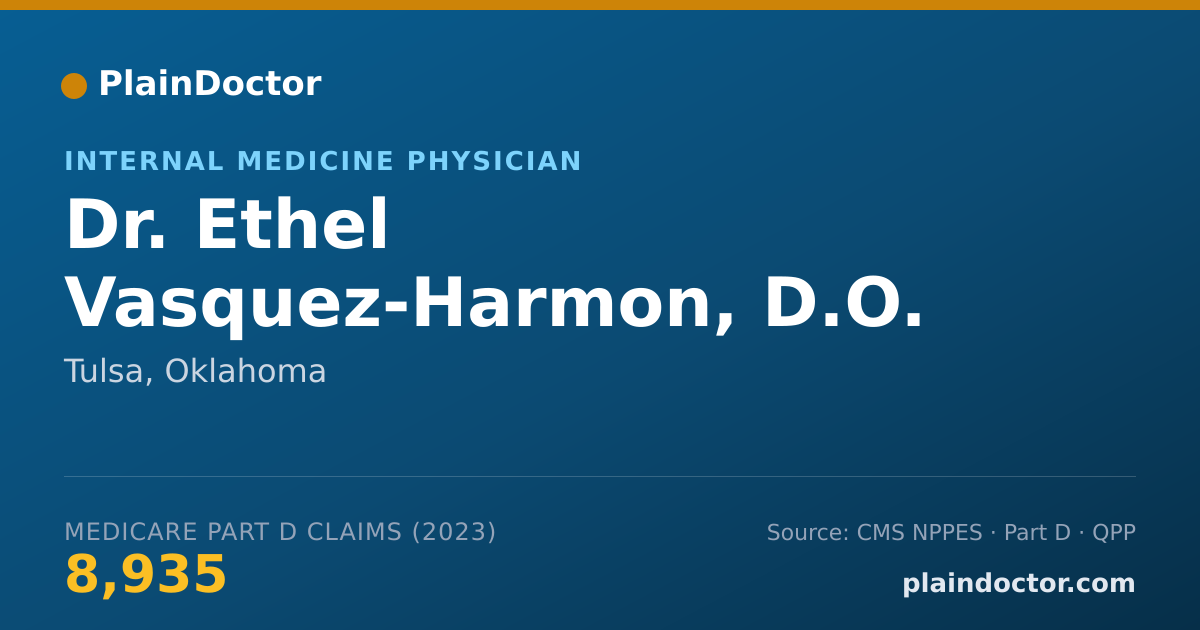 Shareable card for Ethel Vasquez-Harmon, D.O. - Internal Medicine Physician, Tulsa, OK