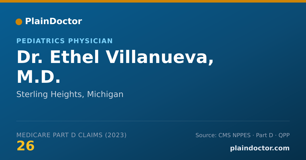 Shareable card for Ethel Villanueva, M.D. - Pediatrics Physician, Sterling Heights, MI