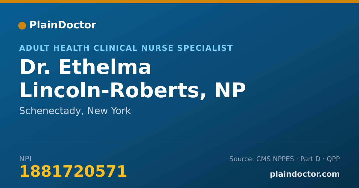 Shareable card for Ethelma Lincoln-Roberts, NP - Adult Health Clinical Nurse Specialist, Schenectady, NY