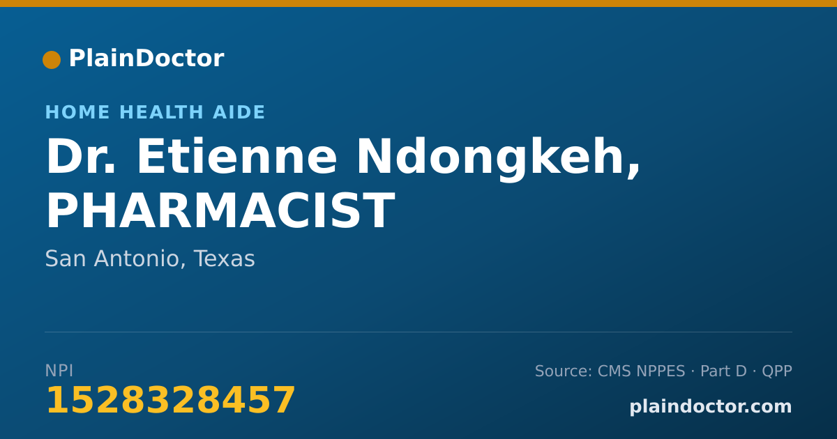 Shareable card for Etienne Ndongkeh, PHARMACIST - Home Health Aide, San Antonio, TX