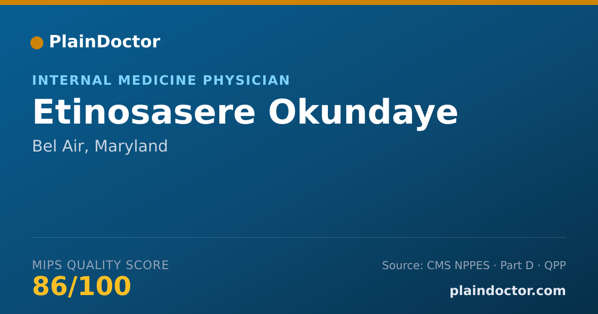 Shareable card for Etinosasere Okundaye - Internal Medicine Physician, Bel Air, MD