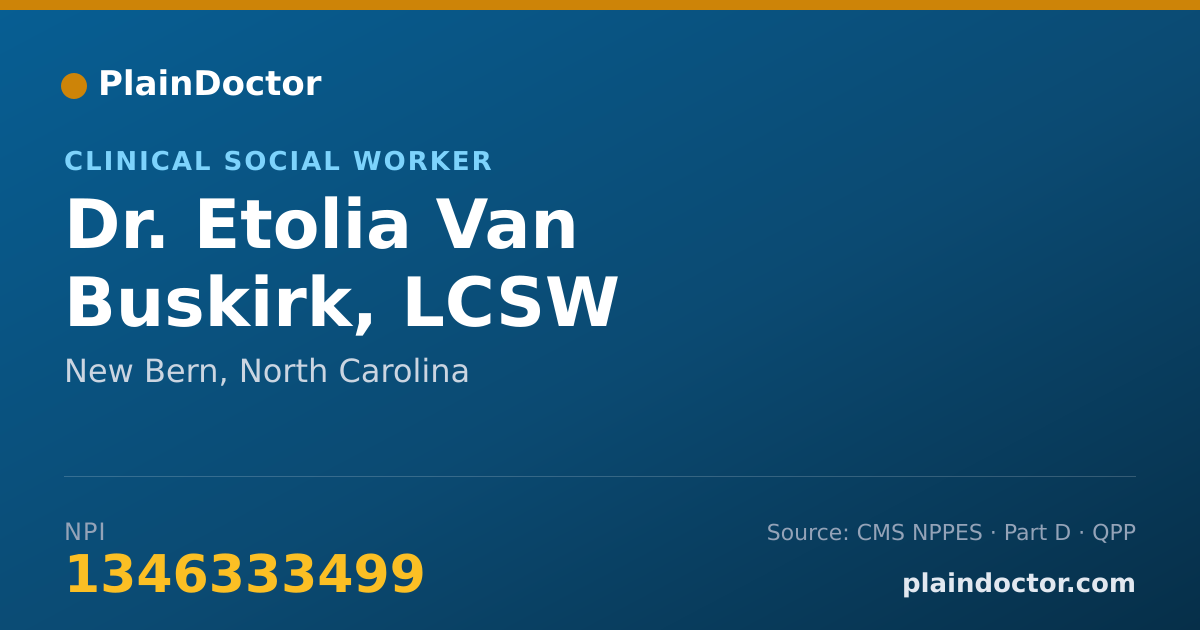 Shareable card for Etolia Van Buskirk, LCSW - Clinical Social Worker, New Bern, NC