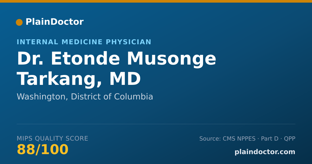 Shareable card for Etonde Musonge Tarkang, MD - Internal Medicine Physician, Washington, DC