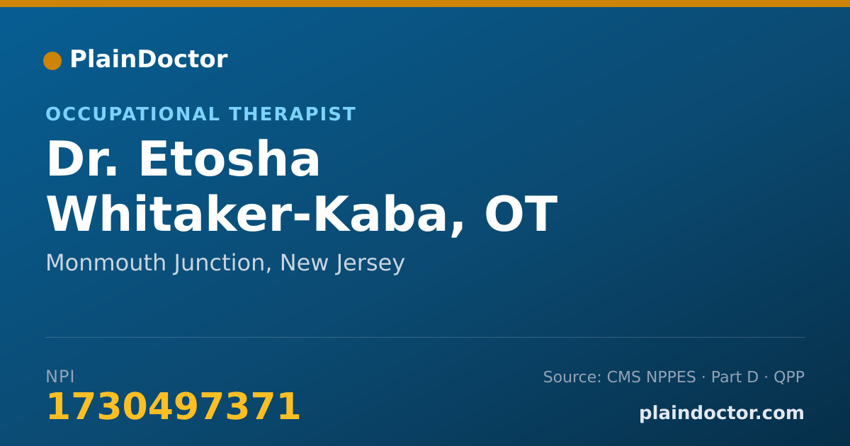 Shareable card for Etosha Whitaker-Kaba, OT - Occupational Therapist, Monmouth Junction, NJ