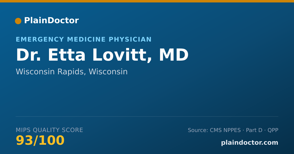 Shareable card for Etta Lovitt, MD - Emergency Medicine Physician, Wisconsin Rapids, WI