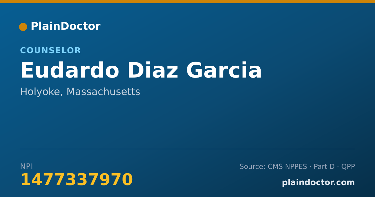 Shareable card for Eudardo Diaz Garcia - Counselor, Holyoke, MA