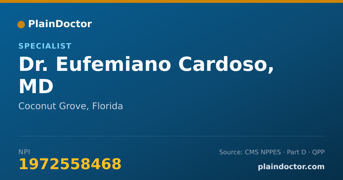 Shareable card for Eufemiano Cardoso, MD - Specialist, Coconut Grove, FL