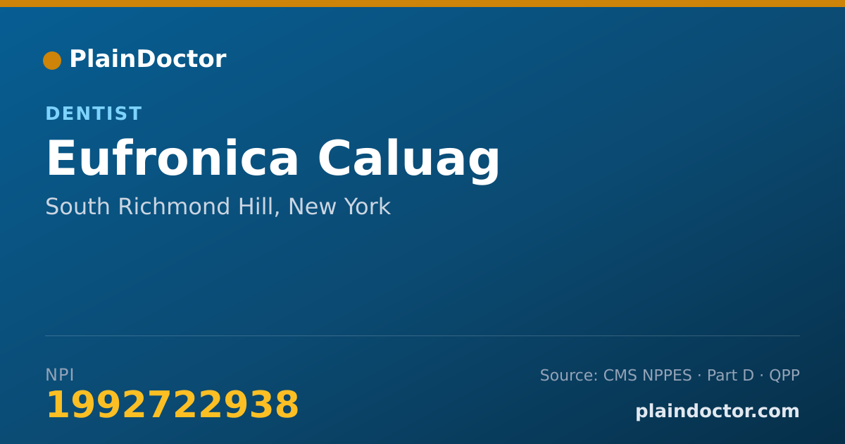 Shareable card for Eufronica Caluag - Dentist, South Richmond Hill, NY