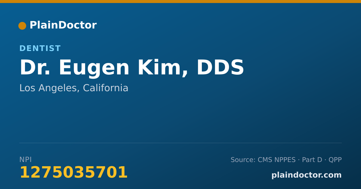 Shareable card for Eugen Kim, DDS - Dentist, Los Angeles, CA