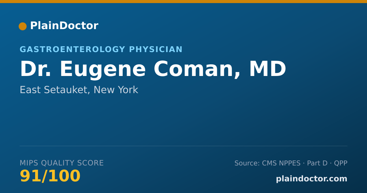 Shareable card for Eugene Coman, MD - Gastroenterology Physician, East Setauket, NY