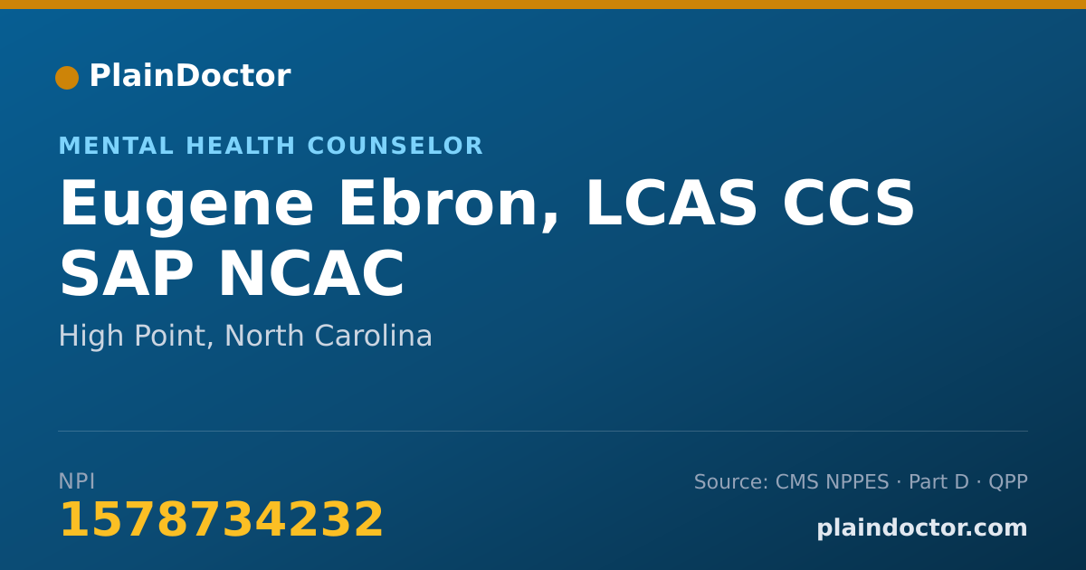 Shareable card for Eugene Ebron, LCAS  CCS  SAP  NCAC - Mental Health Counselor, High Point, NC
