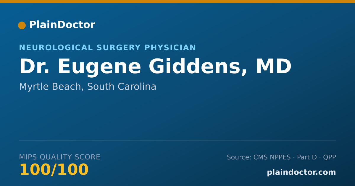 Shareable card for Eugene Giddens, MD - Neurological Surgery Physician, Myrtle Beach, SC