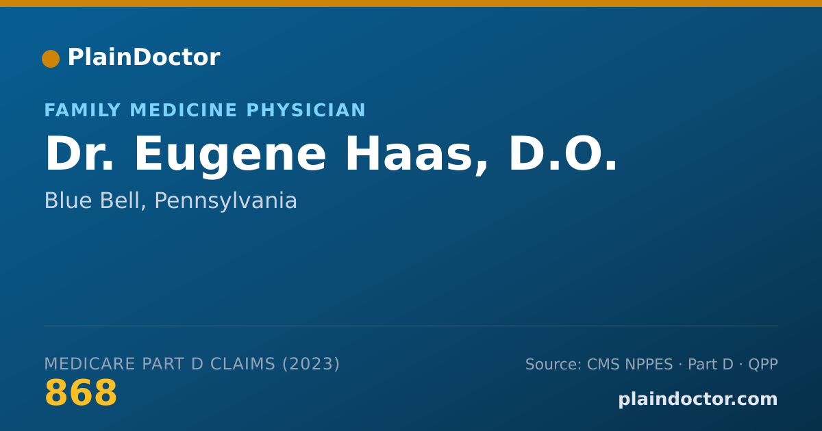 Shareable card for Eugene Haas, D.O. - Family Medicine Physician, Blue Bell, PA