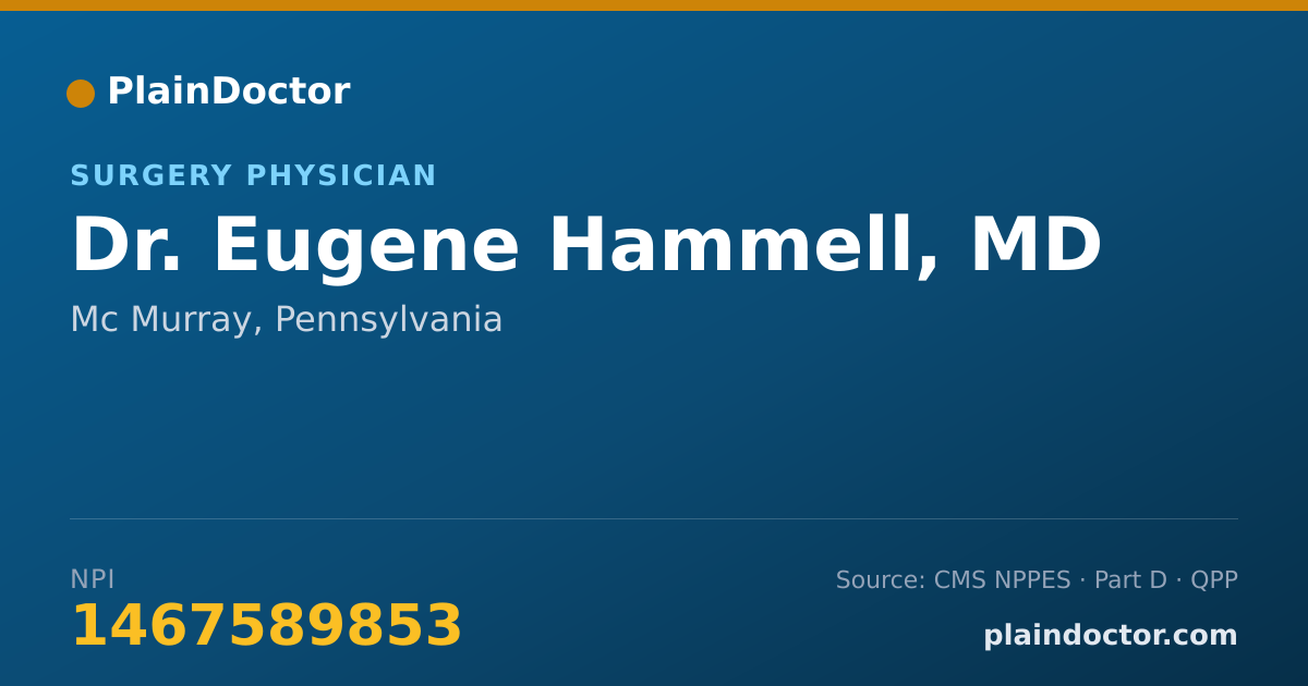 Shareable card for Eugene Hammell, MD - Surgery Physician, Mc Murray, PA
