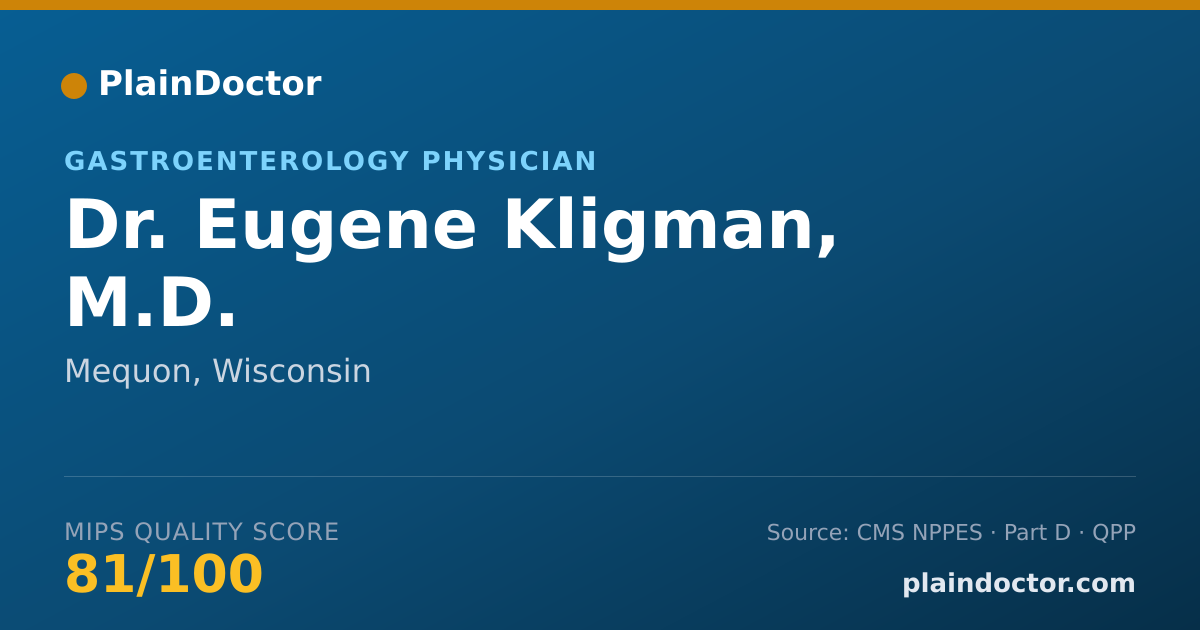 Shareable card for Eugene Kligman, M.D. - Gastroenterology Physician, Mequon, WI