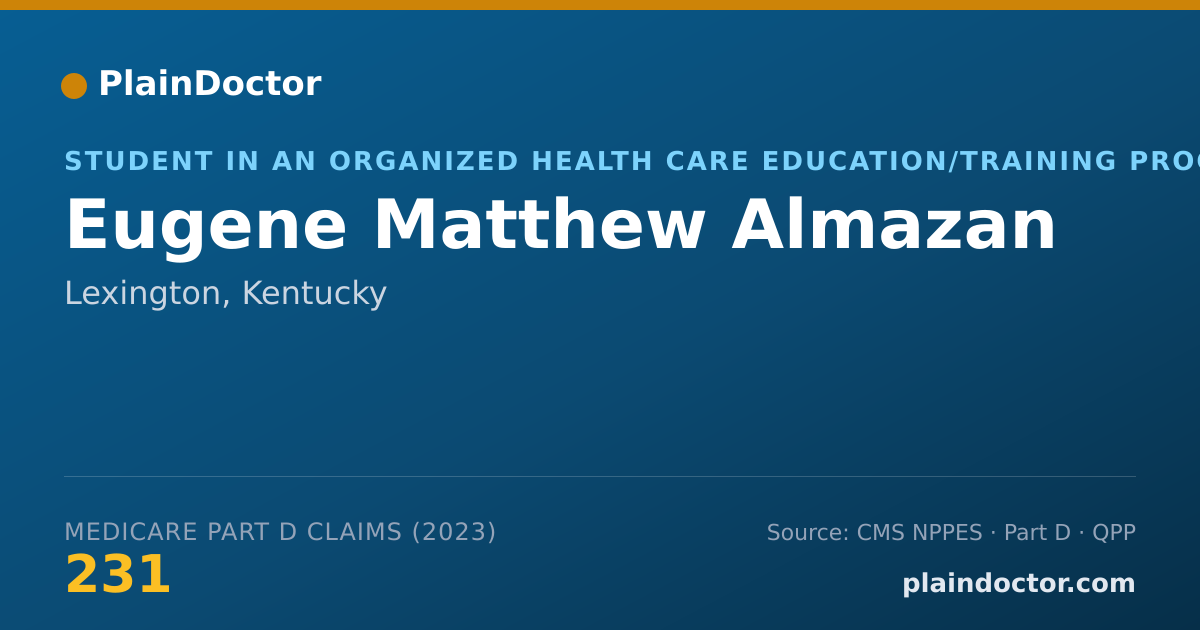 Shareable card for Eugene Matthew Almazan - Student in an Organized Health Care Education/Training Program, Lexington, KY