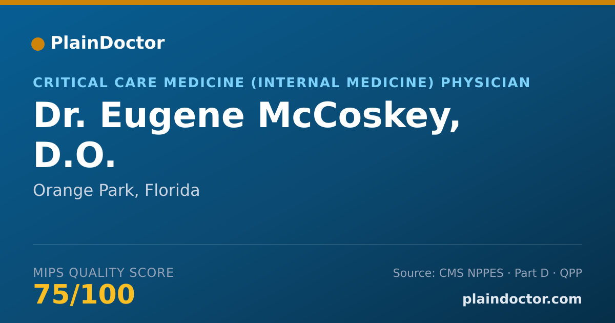 Shareable card for Eugene McCoskey, D.O. - Critical Care Medicine (Internal Medicine) Physician, Orange Park, FL