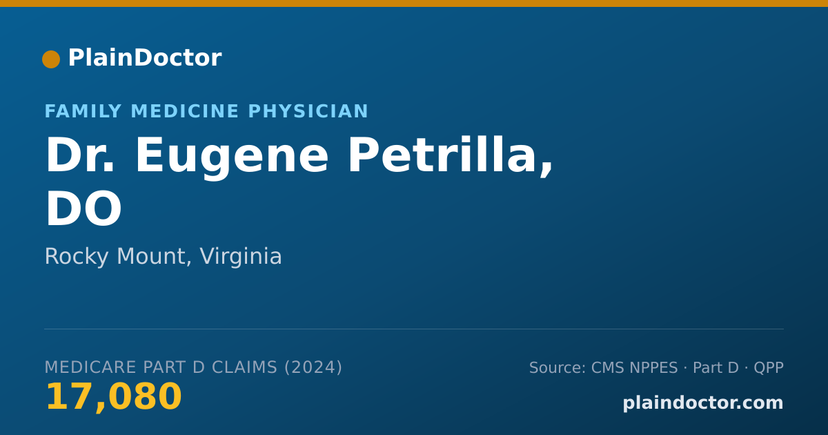 Shareable card for Eugene Petrilla, DO - Family Medicine Physician, Rocky Mount, VA