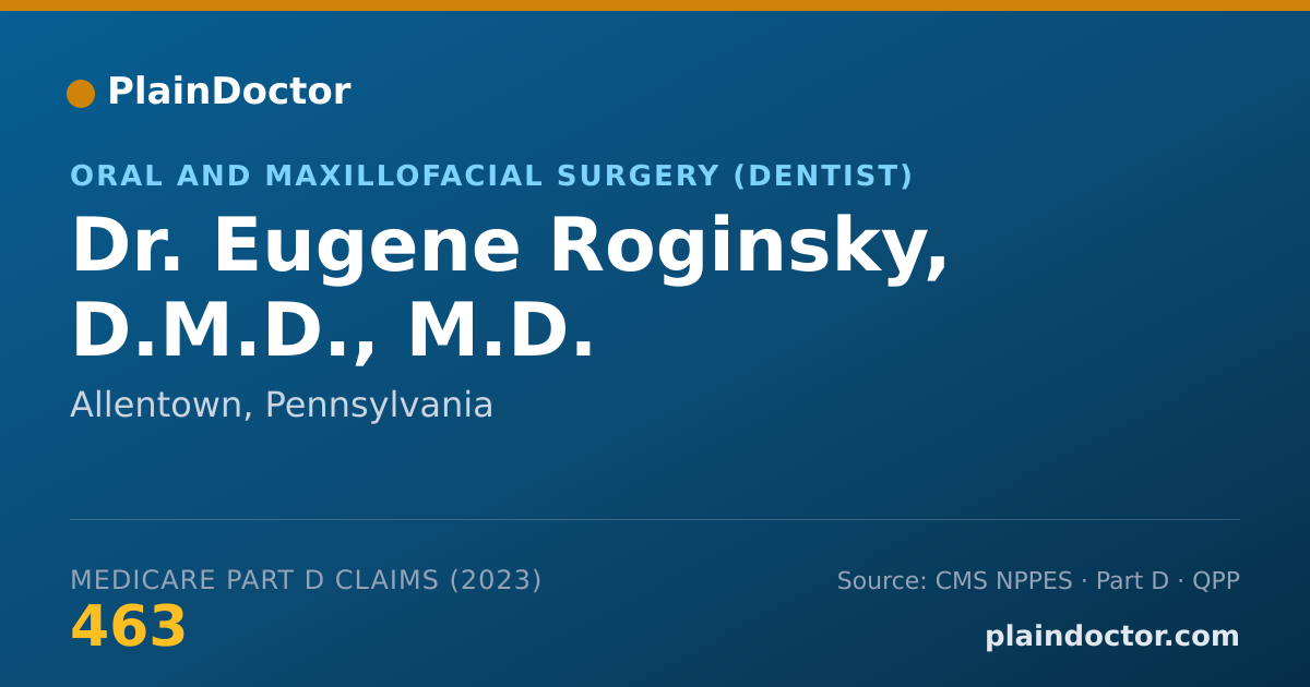 Shareable card for Eugene Roginsky, D.M.D., M.D. - Oral and Maxillofacial Surgery (Dentist), Allentown, PA