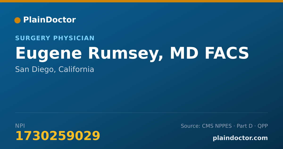 Shareable card for Eugene Rumsey, MD FACS - Surgery Physician, San Diego, CA