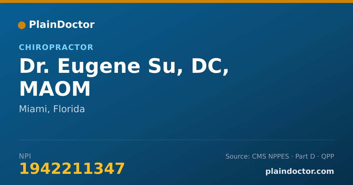Shareable card for Eugene Su, DC, MAOM - Chiropractor, Miami, FL