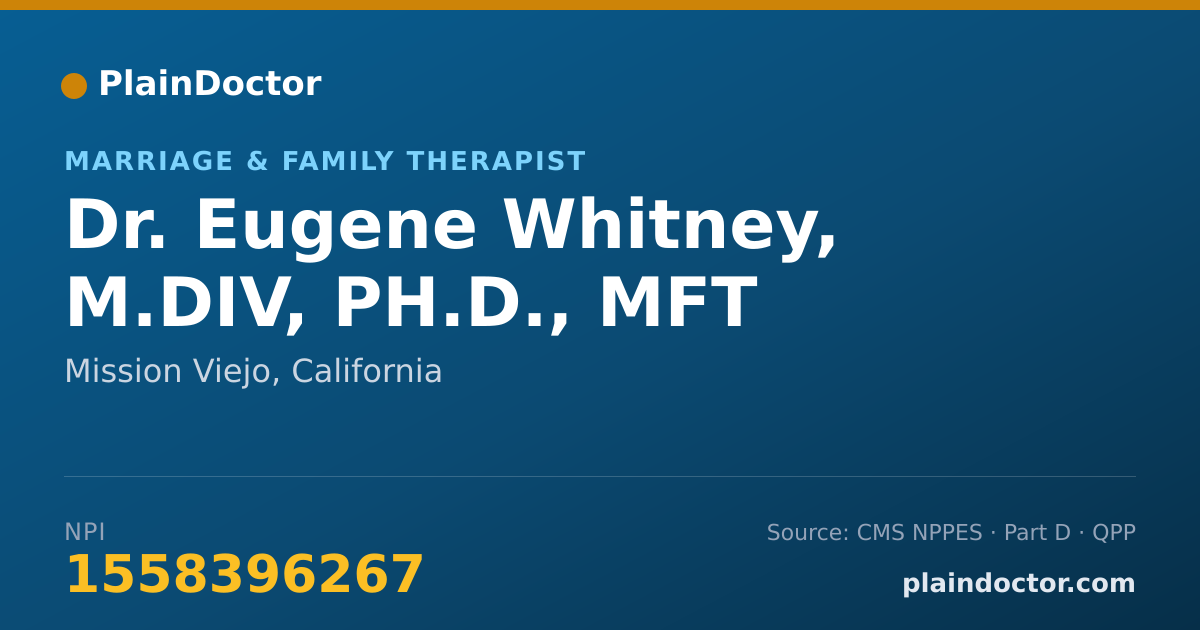 Shareable card for Eugene Whitney, M.DIV, PH.D., MFT - Marriage & Family Therapist, Mission Viejo, CA