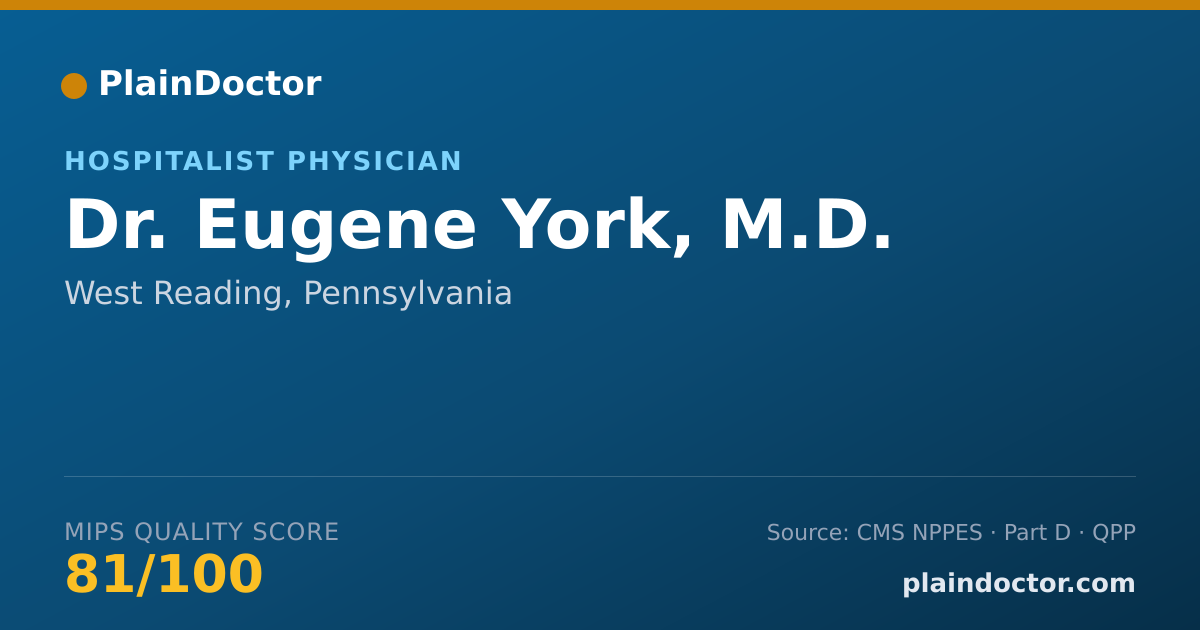 Shareable card for Eugene York, M.D. - Hospitalist Physician, West Reading, PA
