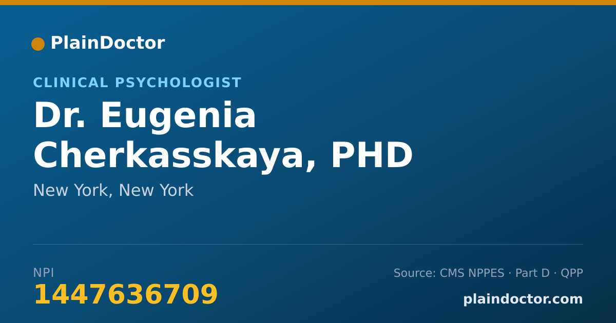 Shareable card for Eugenia Cherkasskaya, PHD - Clinical Psychologist, New York, NY