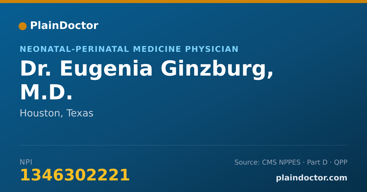 Shareable card for Eugenia Ginzburg, M.D. - Neonatal-Perinatal Medicine Physician, Houston, TX